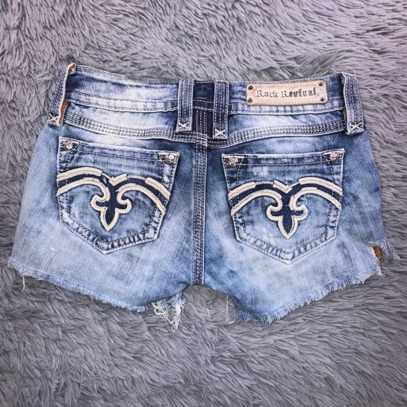 Rock Revival Jean Shorts Women's 27 Distressed Frayed Acid Wash‎ Cut Off Jorts - Picture 9 of 11